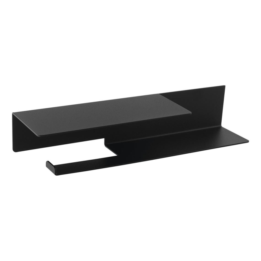 Sapho - matēts melns tualetes papīra turētājs ar plauktu 9,5x35 cm