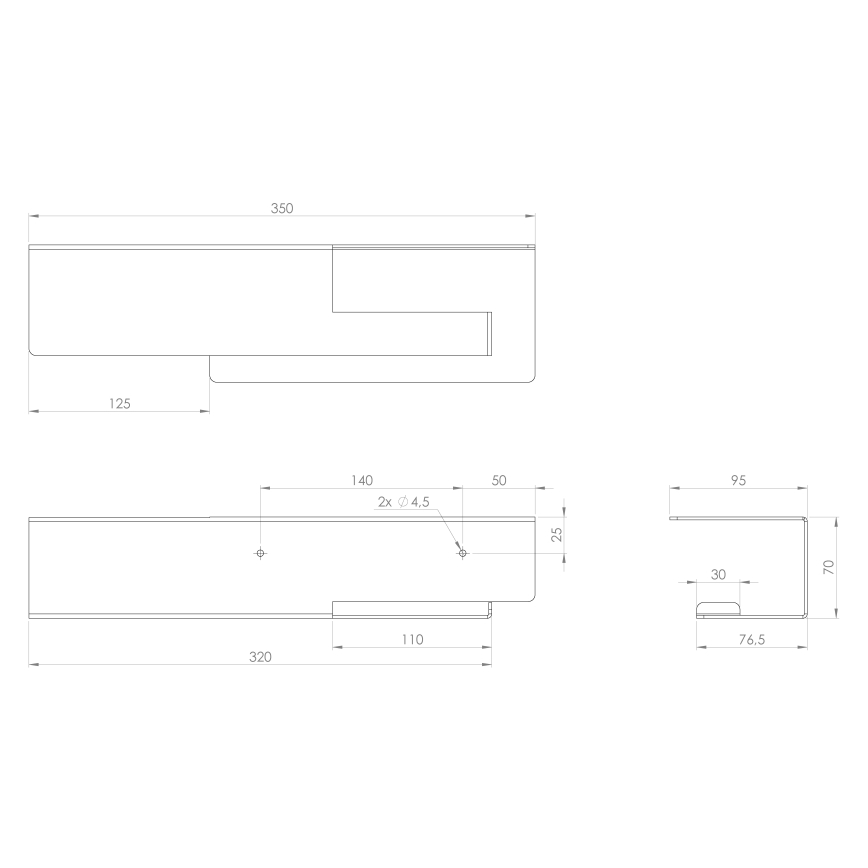 Sapho - matēts melns tualetes papīra turētājs ar plauktu 9,5x35 cm