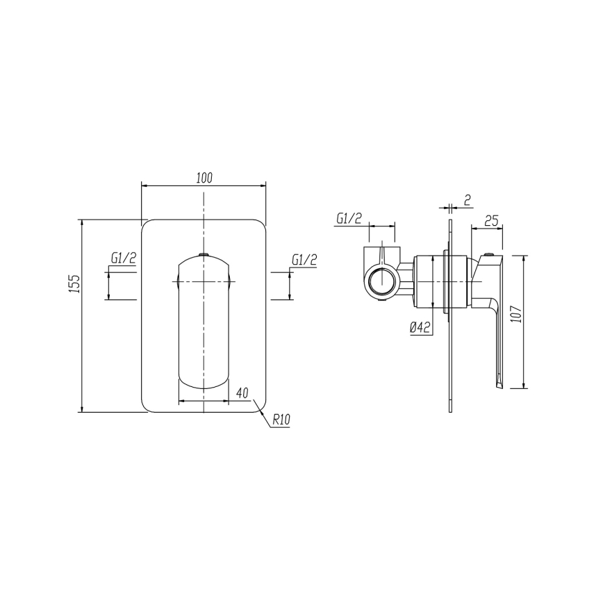 Sapho - MIXONA dušas jaucējkrāns iebūvējamai montāžai, spīdīgs hroms