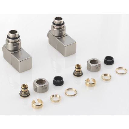 Sapho - Pieslēgšanas komplekts leņķa vārstiem CUBE, 2 gab., sukāta nerūsējošā tērauda apdare