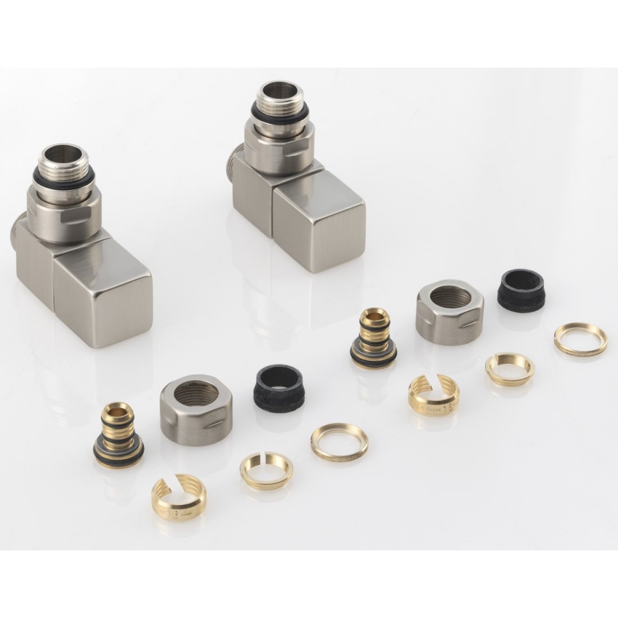 Sapho - Pieslēgšanas komplekts leņķa vārstiem CUBE, 2 gab., sukāta nerūsējošā tērauda apdare