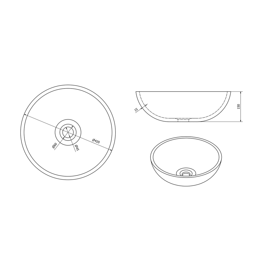 Sapho - PRIORI virsmas uzstādāmā izlietne Ø 42 cm keramika/zaļa