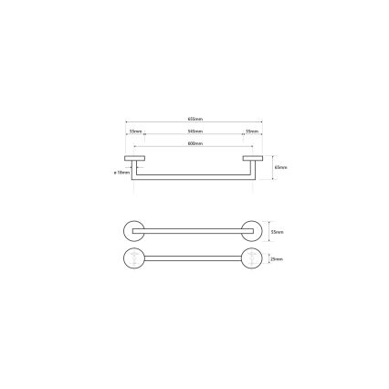 Sapho - Sienas dvieļu pakaramais X-ROUND 6,5x65,5 cm spīdīgi hromēts