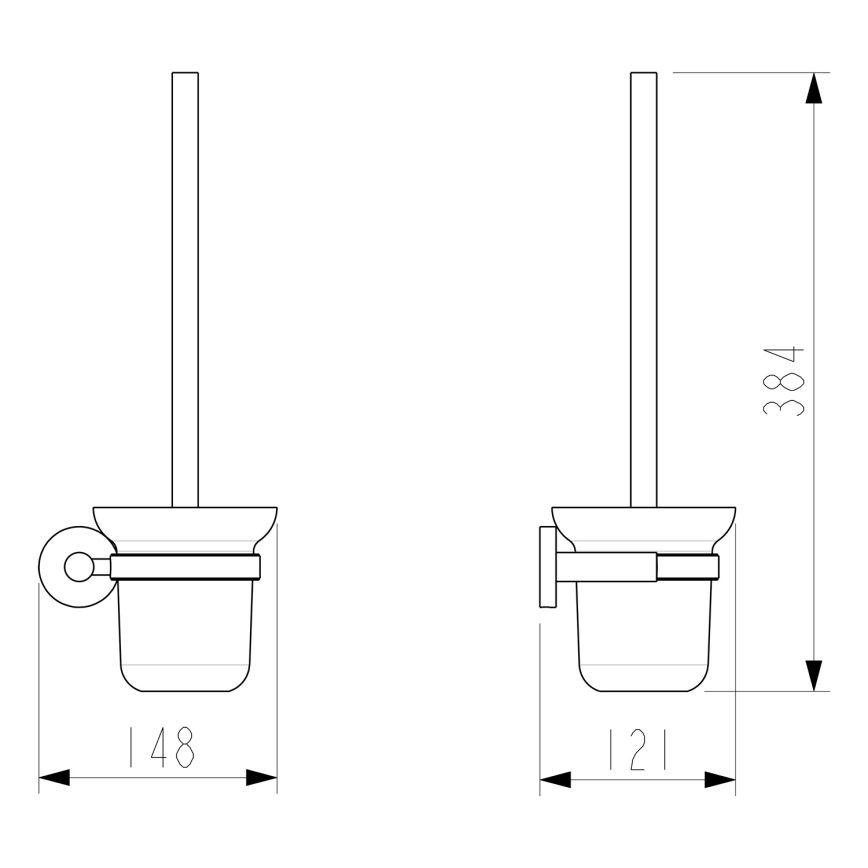 Sapho - Sienas piestiprināma tualetes birste X-ROUND matēts stikls/spīdīgs hroms