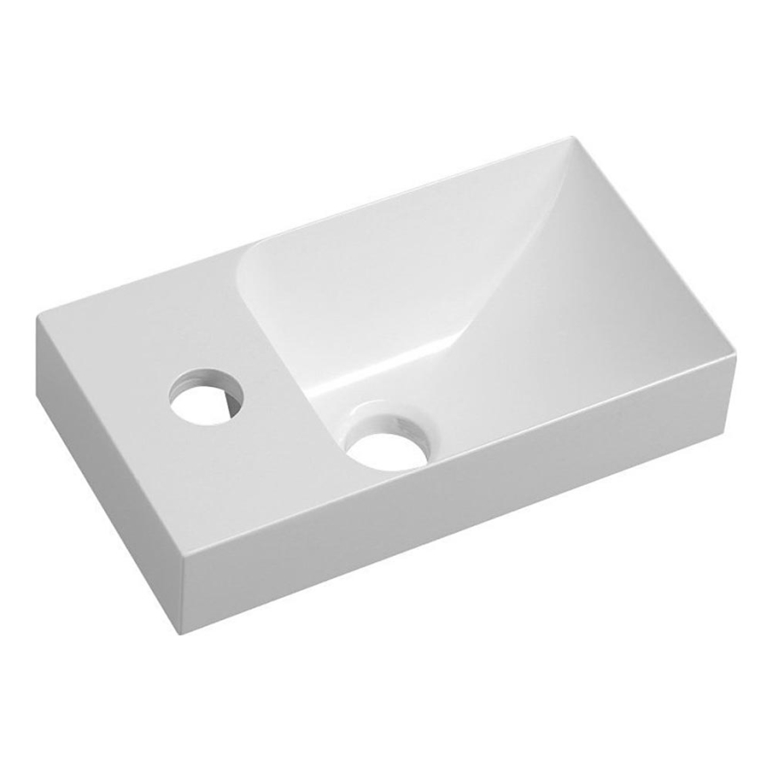 Sapho - Sienas uzstādāma izlietne PICCOLINO 31x17 cm kreisā/lietais marmors/balta