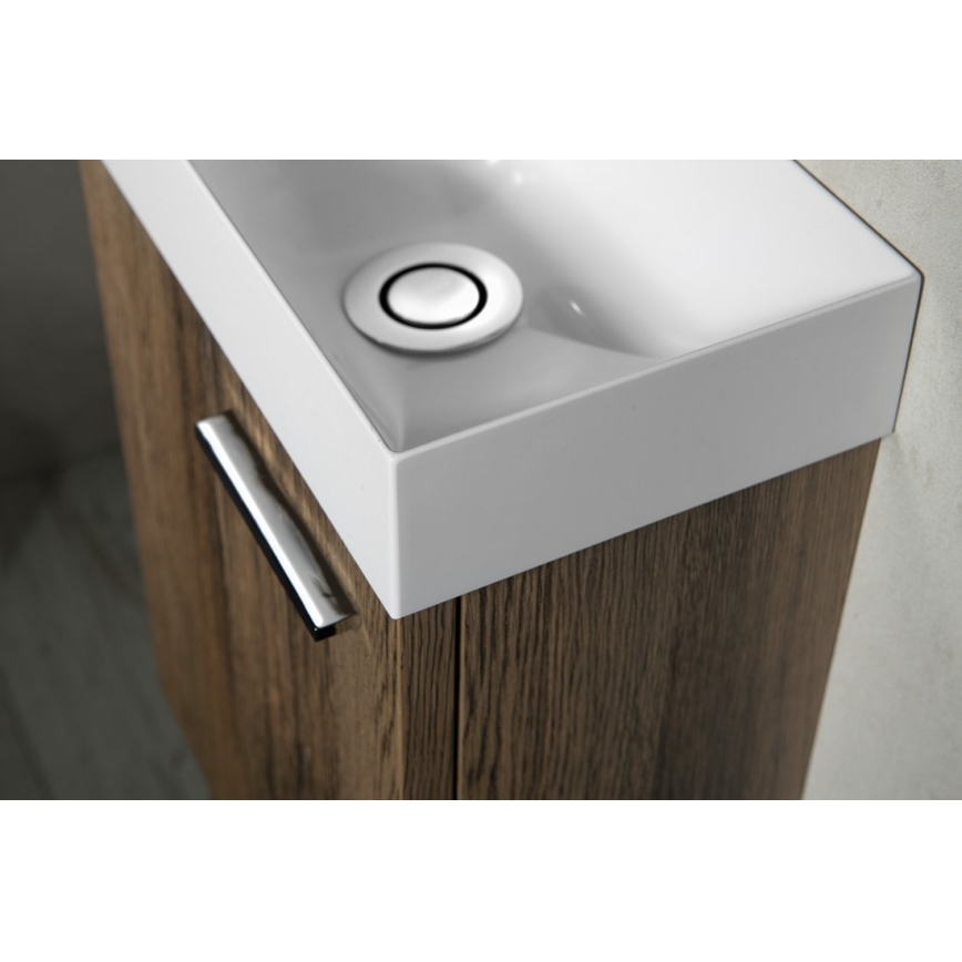 Sapho - Sienas uzstādāma izlietne PICCOLINO 31x17 cm kreisā/lietais marmors/balta