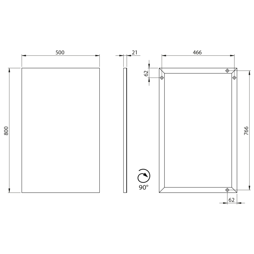 Sapho - Spogulis ar rāmi AROWANA 50x80 matēts melns