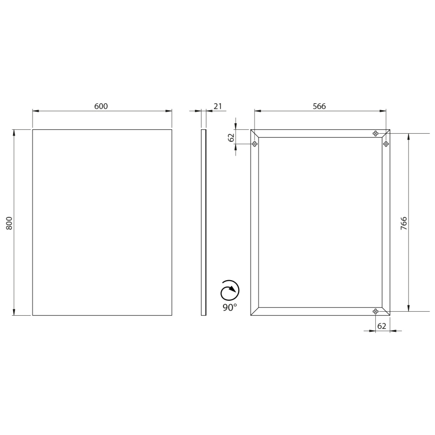 Sapho - Spogulis rāmī AROWANA 60x80 cm matēts melns