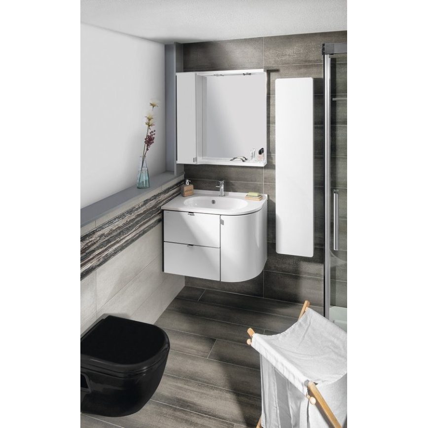 Sapho - Stūra iebūvējamā izlietne PULSE 75x43 cm marmora/balta