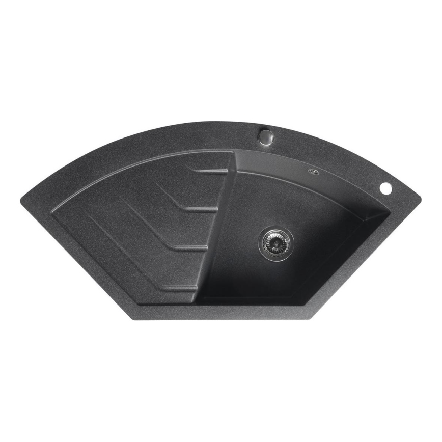 Sapho - Stūra virtuves izlietne 114x57,5 cm granīts/melna