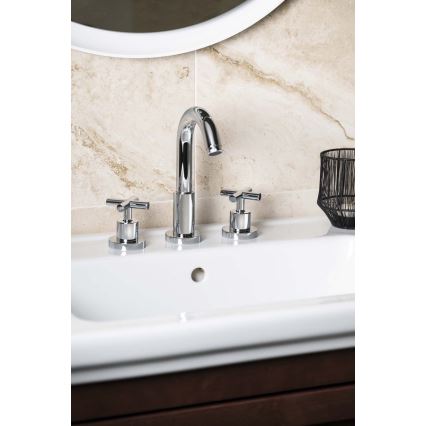 Sapho - trīscaurumu izlietnes jaucējkrāns AXIA RETRO 23,8 cm spīdīgs hroms