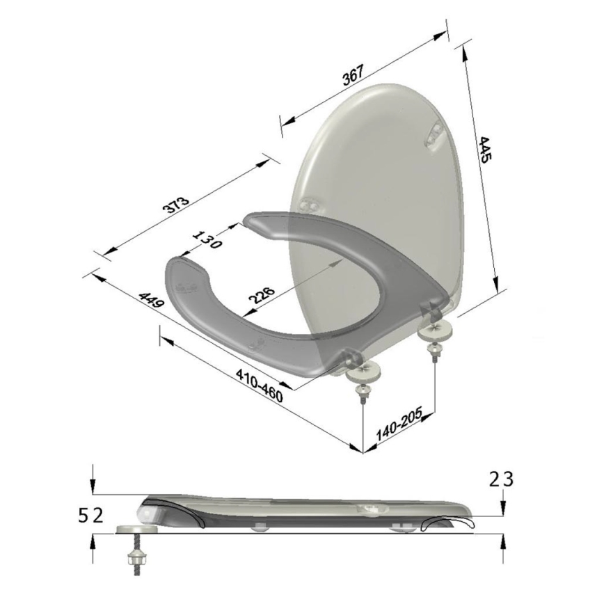 Sapho - Tualetes sēdeklis personām ar īpašām vajadzībām, balts/duroplasts