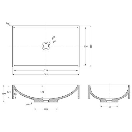 Sapho - Uz virsmas uzstādāmā izlietne 58x36 cm betons/bēšs