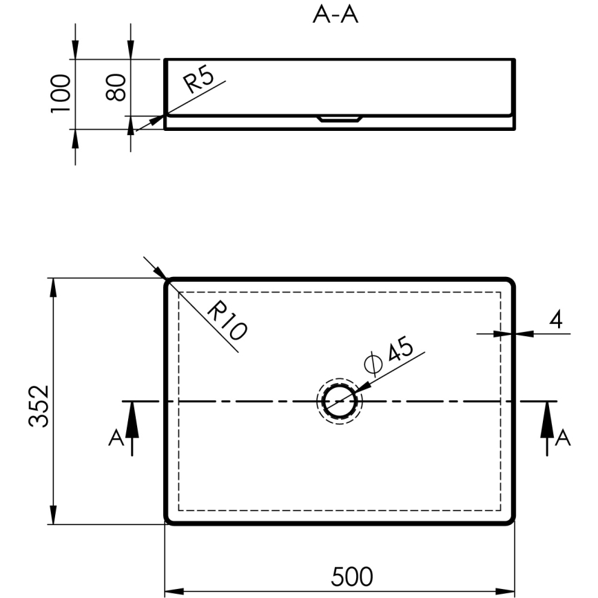 Sapho - uz virsmas uzstādamā izlietne AURUM 50x35 cm antracīts