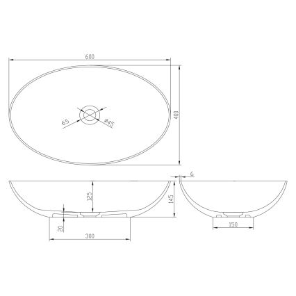 Sapho - uz virsmas uzstādāmā izlietne FORMIGO 60x40 cm betons/bēšs