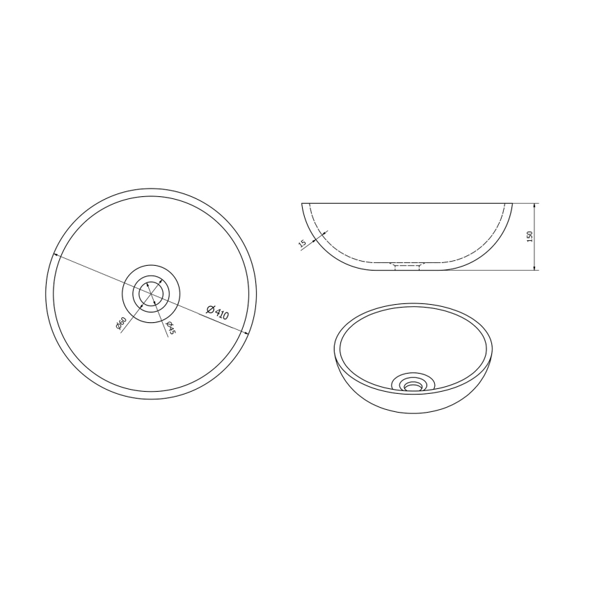 Sapho - Uz virsmas uzstādāma izlietne PRIORI Ø 41 cm keramika/brūna
