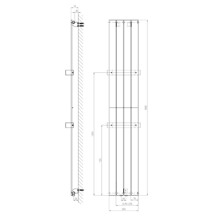 Sapho - Vannas istabas radiators COLONNA 180x29 cm melns