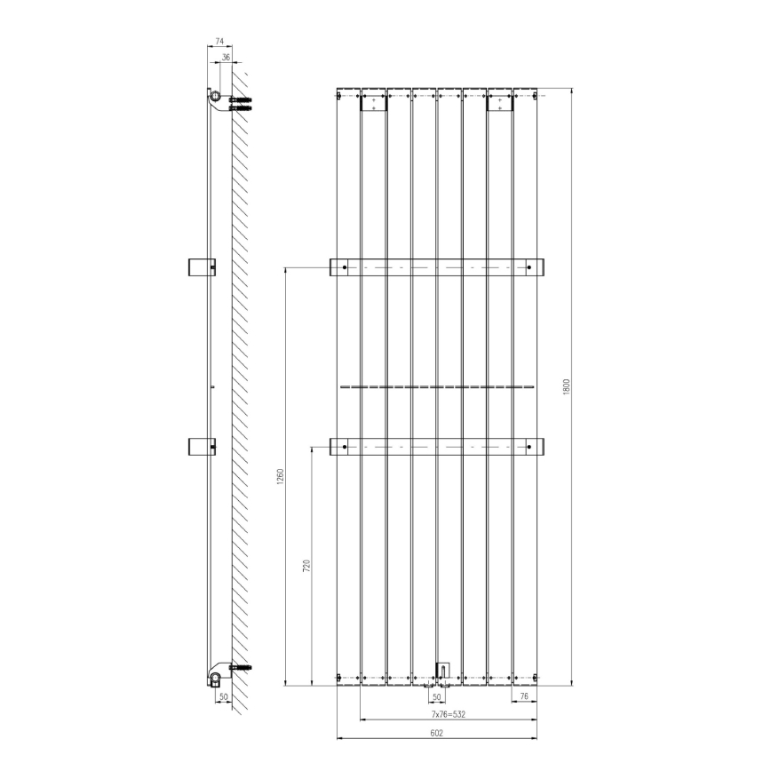 Sapho - Vannas istabas radiators COLONNA 180x60 cm balts