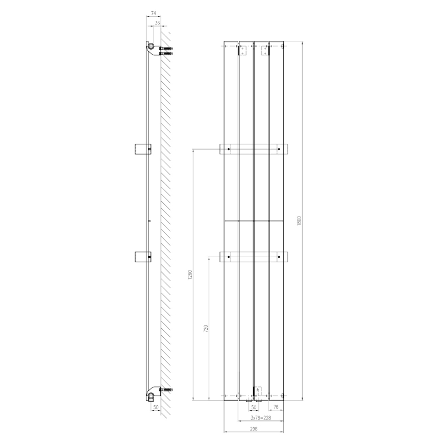 Sapho - Vannas istabas radiators COLONNA 614W/230V 29x180 cm balts