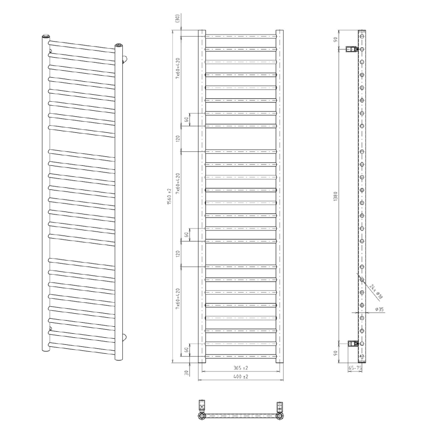 Sapho - Vannas istabas radiators DINA 156x40 cm balts