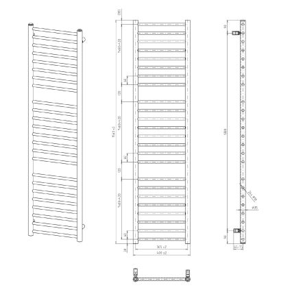 Sapho - Vannas istabas radiators DINA 156x40 cm matēta melna