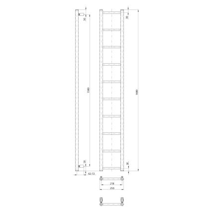 Sapho - Vannas istabas radiators DINA 168x25 cm matēts melns