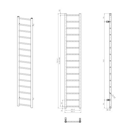 Sapho - vannas istabas radiators DINA 174x30 cm matēts melns