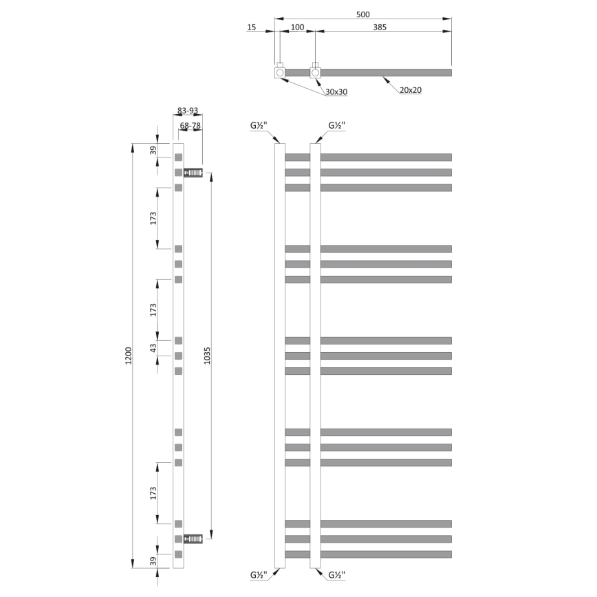 Sapho - Vannas istabas radiators MAGDALENA 120x50 cm spīdīgs hroms