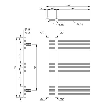 Sapho - Vannas istabas radiators MAGDALENA 241W/230V 50x69 cm spīdīgs hroms