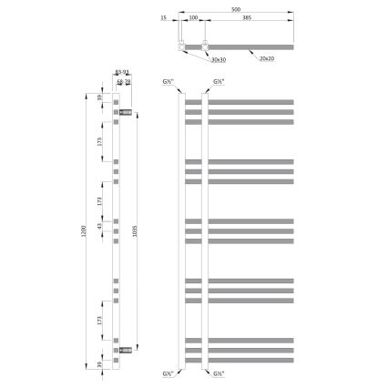 Sapho - Vannas istabas radiators MAGDALENA 408W/230V 50x120 cm spīdīgs hroms