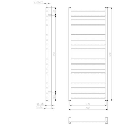Sapho - Vannas istabas radiators METRO, 386 W, 50 x 120 cm, balts