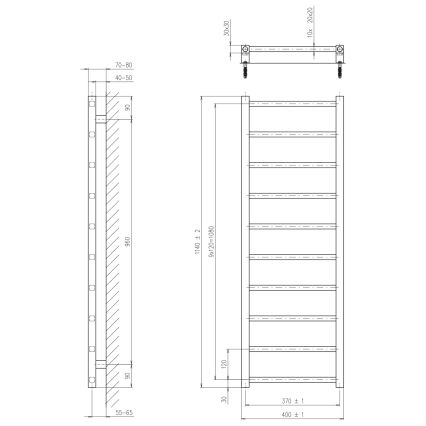 Sapho - Vannas istabas radiators METRO DOS 114x40 cm matēts melns
