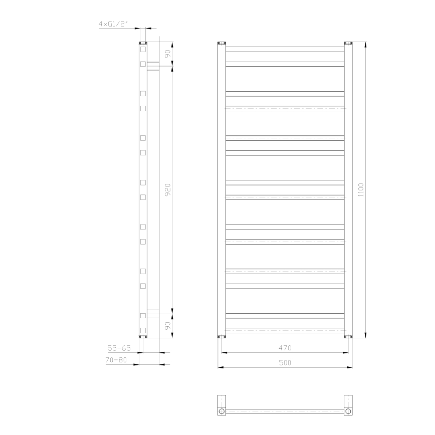 Sapho - vannas istabas radiators METRO DOS 343W/230V 50x110 cm matēts balts