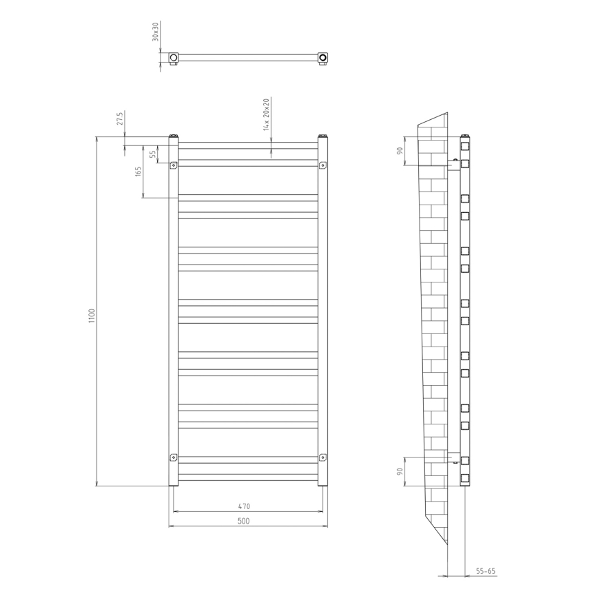 Sapho - Vannas istabas radiators METRO DOS 343W 50x110 cm matēts melns