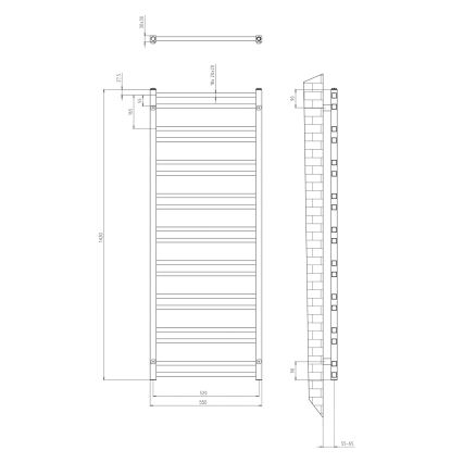 Sapho - Vannas istabas radiators METRO DOS 476W/230V 55x143 cm, matēta melna krāsa