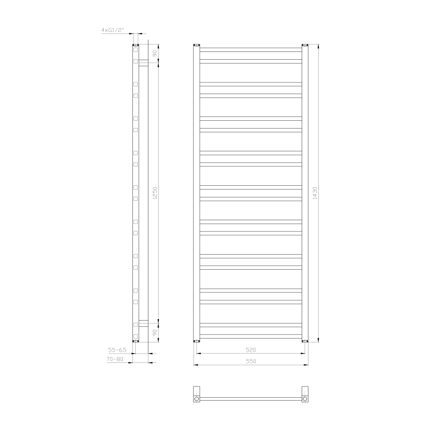 Sapho - Vannas istabas radiators METRO DOS 476W/230V 55x143 cm matēts balts