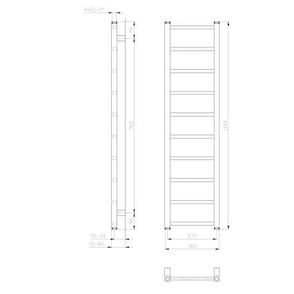Sapho - Vannas istabas radiators METRO LIGHT 114x30 cm spīdīgs hroms