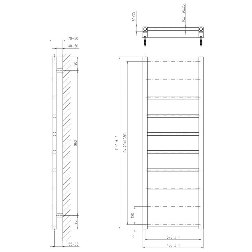 Sapho - Vannas istabas radiators METRO LIGHT 114x40 cm spīdīgs hroms