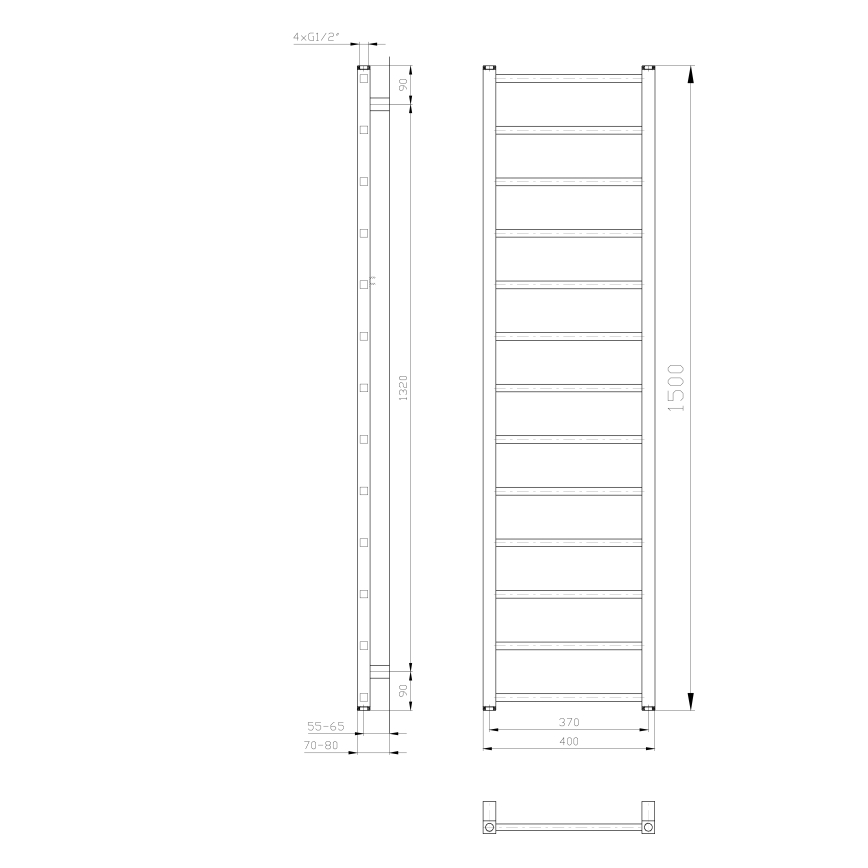 Sapho - Vannas istabas radiators METRO LIGHT 150x40 cm balts