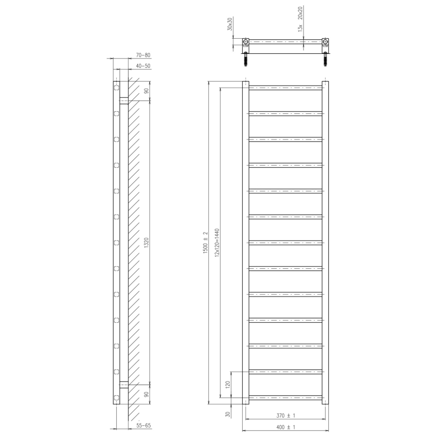 Sapho - Vannas istabas radiators METRO LIGHT 150x40 cm spīdīgs hroms