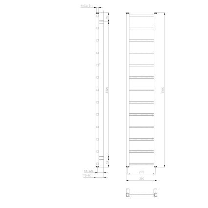 Sapho - Vannas istabas radiators METRO LIGHT 276W 30x150 cm balts