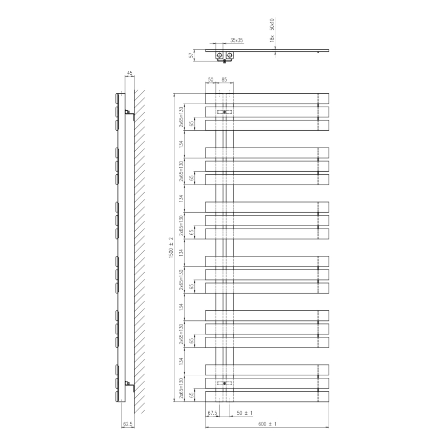 Sapho - Vannas istabas radiators SILVANA 680W/230V 60x150 cm balts