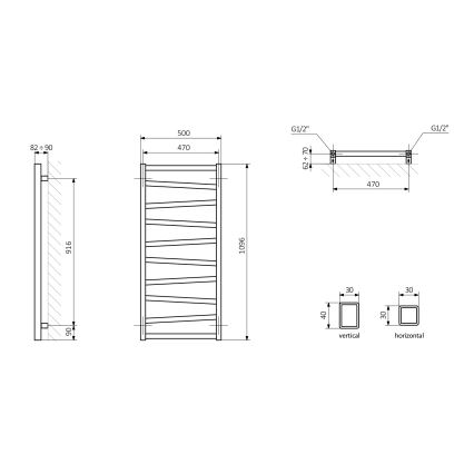 Sapho - Vannas istabas radiators ZIG 110x50 cm antracīts