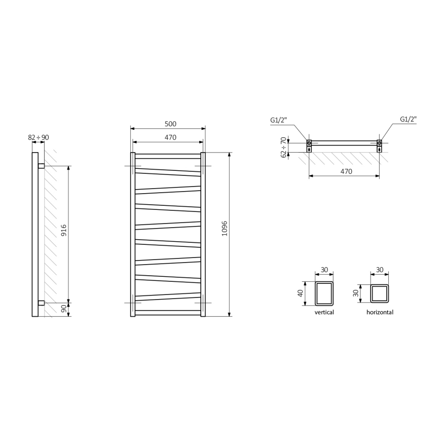 Sapho - Vannas istabas radiators ZIG 110x50 cm antracīts
