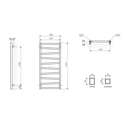 Sapho - Vannas istabas radiators ZIG 582W/230V 50x157 cm antracīts
