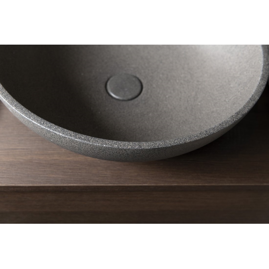 Sapho - Virsmas izlietne TURF Ø 44 cm betons/melnais granīts