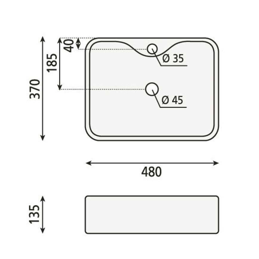 Sapho - Virsmas uzliekamā izlietne BALENA 48x37 cm matēta melna