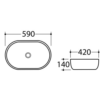Sapho - Virsmas uzliekamā izlietne DALMA 59x42 cm keramika/grigio