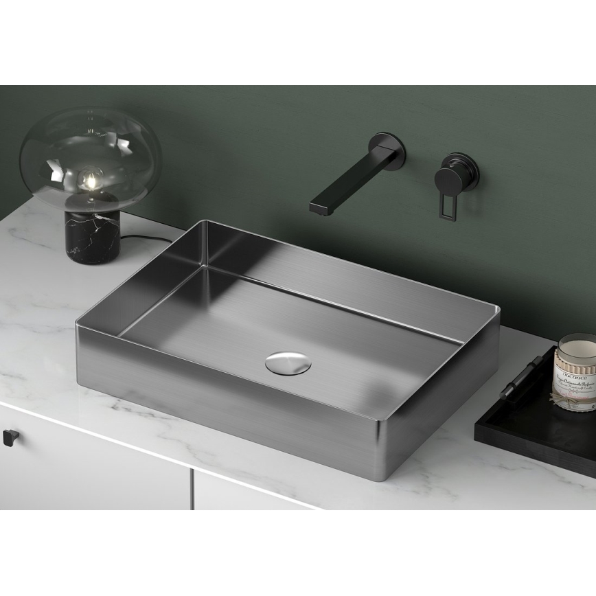 Sapho - Virsmas uzstādāma izlietne AURUM 50x35 cm no slīpēta nerūsējošā tērauda