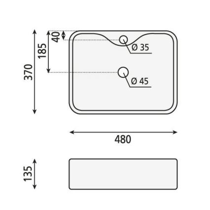 Sapho - Virsmas uzstādāma izlietne BALENA 48x37 cm keramika/balta